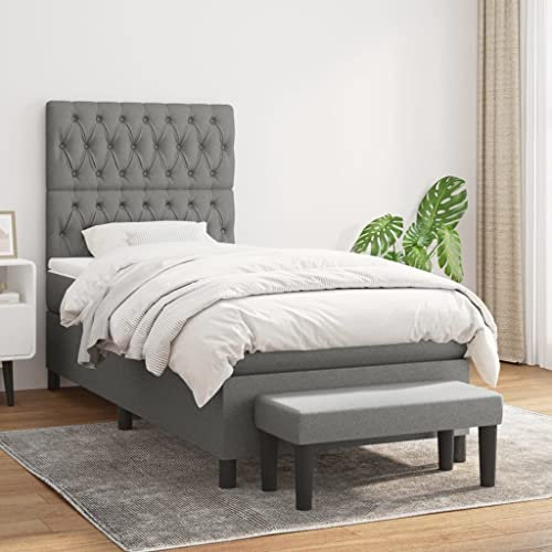 Camerina Boxspringbett mit Matratze Dunkelgrau 90x190 cm Bett Mit Matratze Boxspringbett Matratze Betten Boxspringbett Stoff 3136798