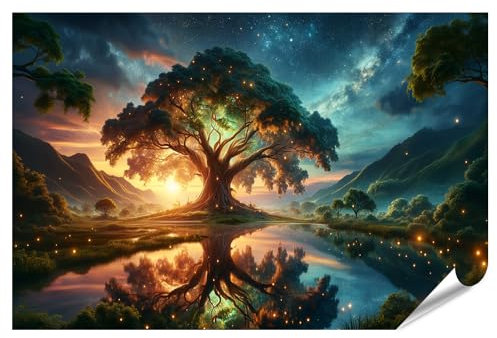 islandburner Prime XXL Bild Poster Majestätischer Baum mystische Landschaft Großformat Zentrum Premium Bilder Fotodruck