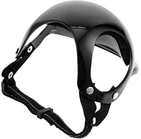 Sosoport Casque pour Chien Et Chat Ajustable en Tissu Respirant Noir Taille M, Chapeau De Sécurité Décoratif pour Animaux De Compagnie, Protection Tête pour Sorties Journalières Et Fête