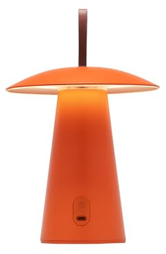 LUUK Studio NEU Aufladbare LED Tischleuchte, stufenlos dimmbar per Touch, Pilzlampe für drinnen und draußen, schlichtes Design & Dekoration, Orange