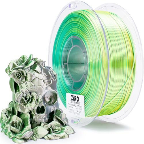 ZIRO Seide Multicolor PLA Filament 1.75mm, Dreifarbig Silk 3D Drucker Filament, Maßgenauigkeit +/-0.03mm, Passend für Die Meisten FDM 3D Drucker, 1KG Spule, Schimmer