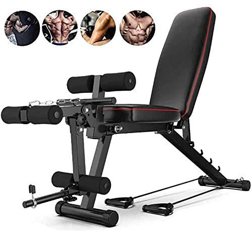 CAFIEDR Verstellbare Hantelbank, Trainingsbank mit Beinstrecker und Beinbeuger, zusammenklappbarer Hantelhocker, für Fitnessgeräte im Heimtrainingsstudio, maximale Belastung 200 kg
