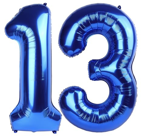 Large Navy Blue 13 Number Balloon 40 Inch, 13 Birthday Balloons, 13 Birthday Party Decorations, BirthdayParties Anniversary Graduation Supplies