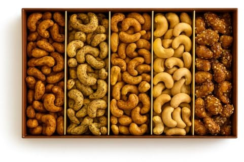 Nuts Pick Cashew Gift Box - Nuts Gift Set - Snack Variety Box, Roasted Salted, Flavoured and Honey Cashews