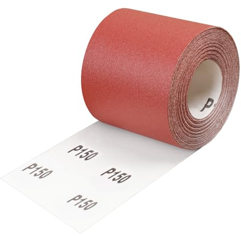 Shineboc Grano 150 Rollos de Lija, 93mmx10m Rollo Papel Lija para Lijadora | Óxido Aluminio, Seco y Húmedo, Fácil de Cortar, Pulido Multi-Superficie, Eliminación de Óxido, Acabado Fino