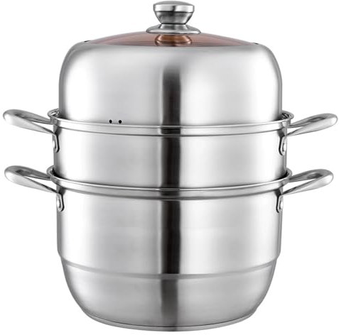 Valcla Steamer Cooking Household Stainless Steel Multifunctional Soup Pot Multi Layer Large Capacity Steamer Cooker Stove Universal Cooker(11.8 * 15 * 8in)
