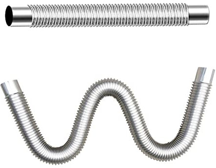BOBORE Tubo de estufa flexible de acero inoxidable, tubo de chimenea de pared, extensión de chimenea para estufas de leña, tubo de estufa de camping para estufa de leña (200 cm, 5 cm)