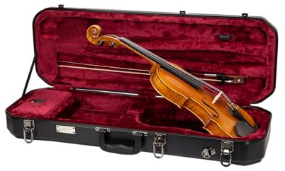Crossrock Länglicher Koffer für 4/4 Violine in voller Größe, inklusive Innenfach, 2 Bogenhaltern, Sicherheitsschloss und abnehmbaren Gurten, Schwarz (CRA860VFBK-R)