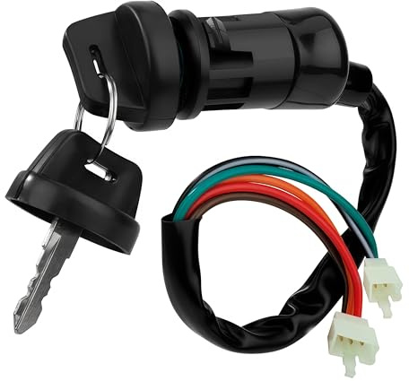 Tunejoy Interruptor de Llave de Encendido de 5 Cables 5 Pines Interruptor de Encendido para Motocicleta ATV Quad Dirt Pocket Bike Scooter Eléctrico