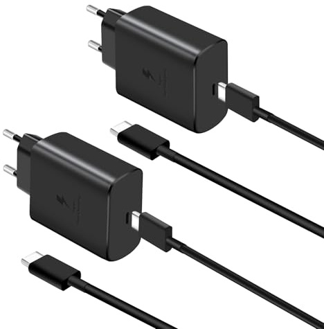 45w Samsung USB - C Chargeur Ultra Rapide Type C téléphone Android câble de Charge Bloc Compatible avec Samsung Galaxy S24/ S23 Ultra/ S23 +/s22 Ultra, avec 2X câble de 6,6 Pieds [Paquet de 2]