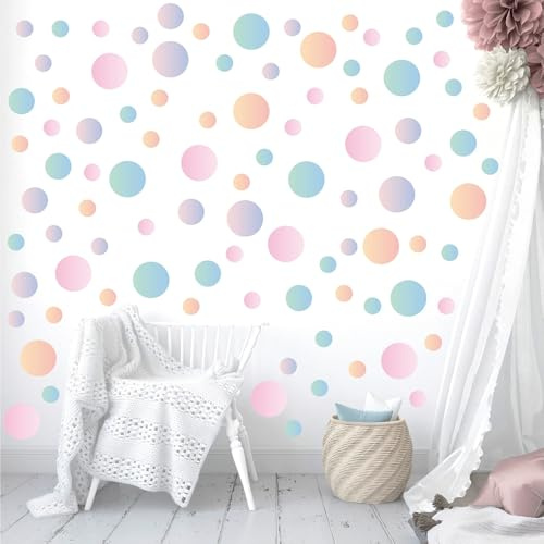 10 Sheets Colorful Polka Dot Wall Stickers for Bedroom Living Room Girls Room Decoration Watercolor Dots Wall Art Sticker for Kids Room Baby Nursery Room Wall Decals Interior Wallpaper PVC Murals