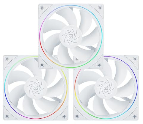 TR-TL-S12RW X3 CPU Fan,Computer Case Cooler Fan, 12cm Desktop Cooling Fan, 4pin PWM Connector PC Fan with ARGB Aperture, 1500RPM Speed PC Cooler Reverse Fan(3 Packs,White)