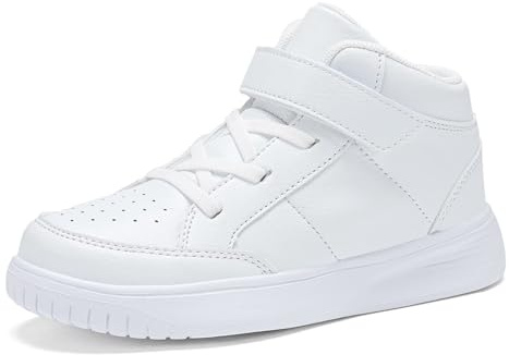 RTOUNT Kids Trainers Boys High Top School Tennis Sneakers for Girls Running Adjustable Strap Shoes