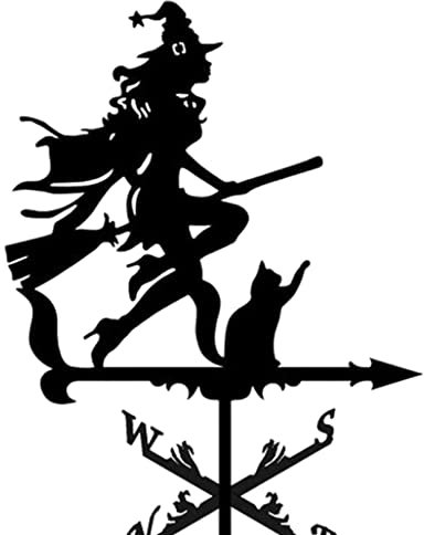 Veleta de Bruja Creativa, Veleta Retro Duradera, indicador de dirección del Viento para decoración de jardín y Patio, jardín y Exteriores