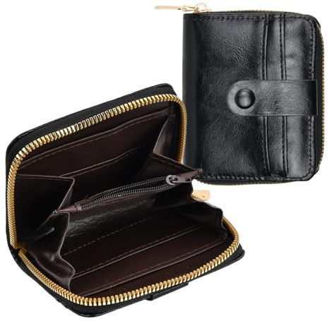 Kleine Geldbörse für Damen, PU-Leder, mit 6 Kartenfächern, Münzfach mit Reißverschluss, Mini-Geldbörse, Ultradünn und mit Großem Fassungsvermögen, Geeignet zur Aufbewahrung von Kleingeld, Bankkarten