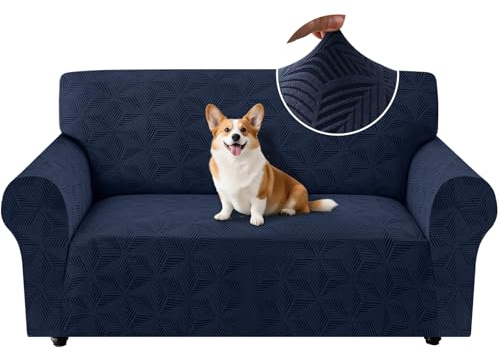 Ystyle Universal Sofa Überzug 2 Sitzer mit Armlehne, Dunkel Blau | Weicher Stretch Sofabezug, Couchbezug Kratzfest Rutschfest, Strecken Sofaüberwürfe, Sofaschoner Waschbar für Wohnzimmer