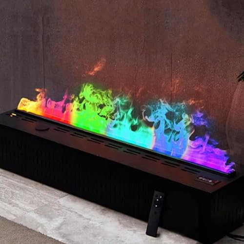 Chimenea de vapor de agua 3D atomizada integrada, llama atomizada simulada, pantalla LCD/control remoto/aplicación, ajuste de llama multicolor, llenado automático de agua,800mm