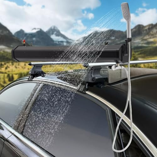 Doccia da Campeggio Portatile con Serbatoio d'Acqua autopressurizzato per docce Fuoristrada - Portapacchi Solare per Auto | Universale per Portapacchi, autolavaggi all'aperto 18L/4,76Gal