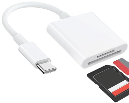 DAJING USB C SD Card Reader, Type C Card Reader with Dual Slot Memory Card Reader for iPhone 15 16/iPad/MacBook/Mac, and More Type-C Devices, Plug and Play