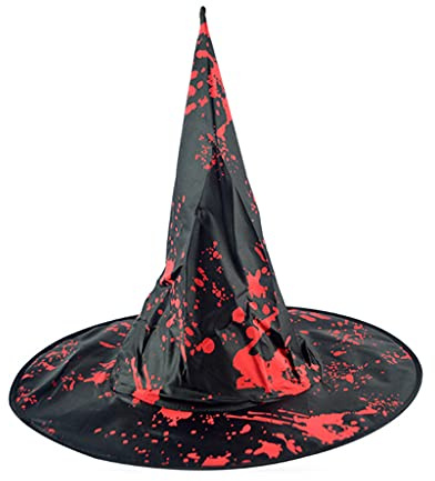 Halloween LED beleuchteter Hexenhut Gruselige blutige Zauberermütze Horror Requisiten Party Dekor hängende Hexenhüte mit Schnur