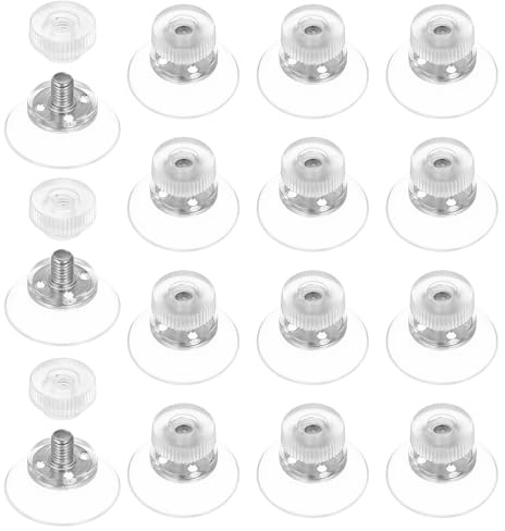 15 Piezas Ventosas Transparentes, 25 mm Ventosas para Cristal con Rosca, Ventosas de Plástico, Ventosas con Tuercas Moleteadas, Ventosas Roscadas para Ventanas, Coche, Decoración, Mesa