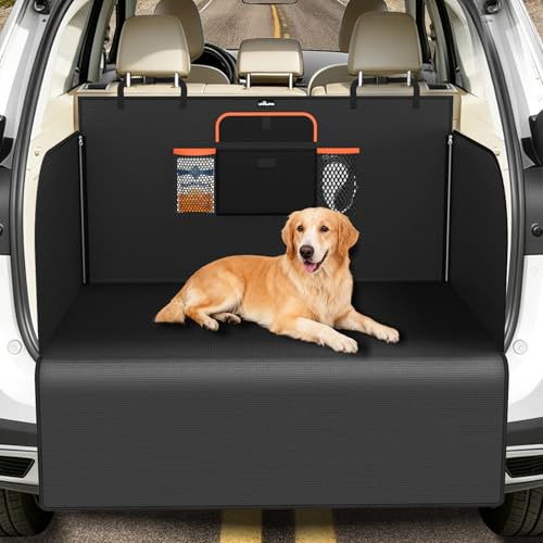 UPAWPIA Telo Bagagliaio Auto per Cani Impermeabile Protezione Bagagliaio Auto con Protezione Laterale e Paraurti Universale Copri Bagagliaio per Cani Resistente ai Graffi per SUV 185 * 115 * 48cm