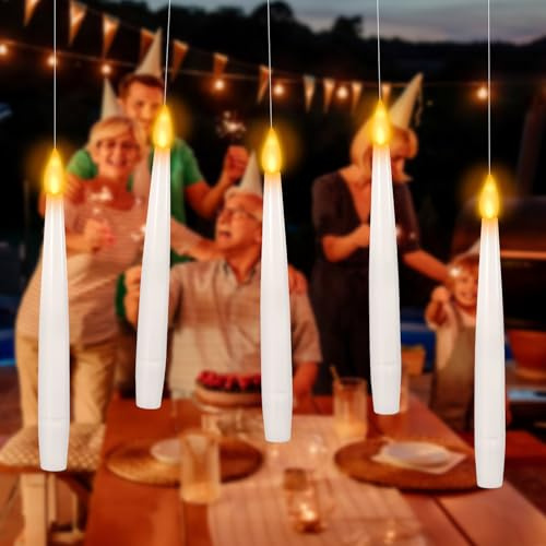 Randaco Schwebende LED Kerzen mit Zauberstab - 12 Stück, Zauberhaftes Schwebe-Kerzen Set, Batteriebetriebene Flackernde Kerzen für Mystische Deko, Wohnzimmer, Party & Weihnachten