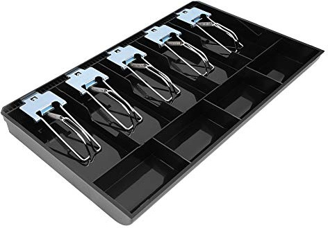 RASTKY Safe ABS Cash Register Tray with Metal Clamp/Stand for Cashiers At Reception, Durable and Modern, White (Black)