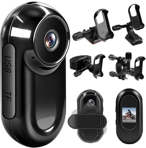 LXMIMI Cámara de Acción, Mini Cámara de Acción HD 1080P con Pantalla de 0,59 Pulgadas, Cámara Deportiva con Angulo de 120°, Cámara de Acción Magnética para Casco de Moto con Múltiples Accesorios