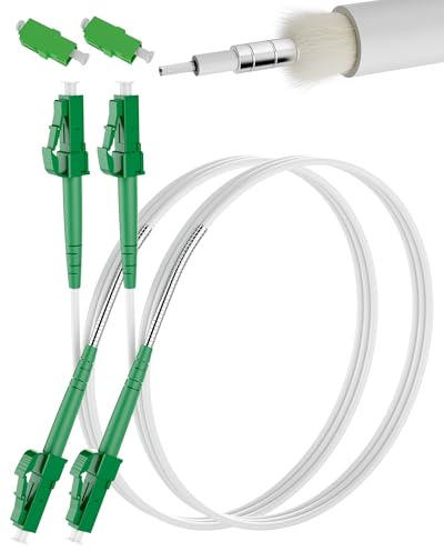 VANDESAIL 3m(10ft) 2 Packs LC/APC to LC/APC Fiber Optic Internet Cable | Armored Single Mode Patch Cable, Fiber Optic Jumper Optical Patch Cord - SIMPLEX - 9/125um - OS1/OS2 Compatible, LSZH White