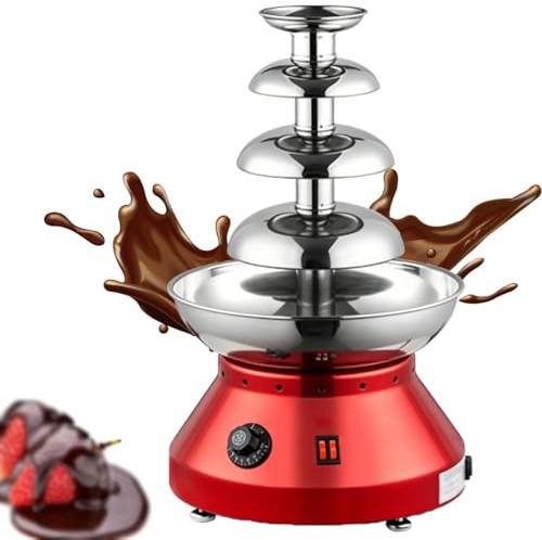 GmhXylophyte Macchina per Fontana di Cioccolato Professionale, con Controllo della Temperatura Regolabile, per Feste Ed Eventi, Grande capacità, in Acciaio Inox 4-layerRed