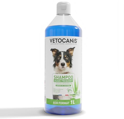 Vetocanis | Shampoing pour Chien | Usage quotidien | Format économique | Soin Toilettage du Chien | Tous Types de Taille et de Poils | Formulé sous Contrôle Vétérinaire | Fabriqué en France | 1l