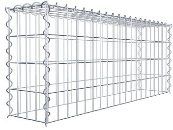 GABIONA Panier de Pierre Gabion carré, Largeur de Maille 5 x 10 cm, Profondeur 20 cm, Panier de Culture Type 3, Spirale Fermeture, galvanisé 100 x 40 x 20 cm