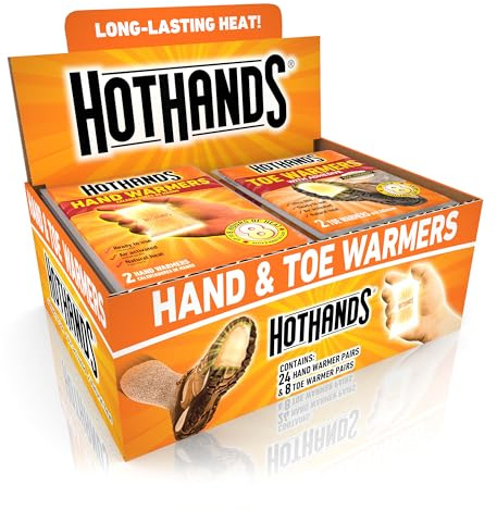 HotHands Hand & Toe Warmers - Long Lasting, Safe, Natural & Odorless - Air Activated Warmers - 24 Pairs Hands & 8 Pairs Toes