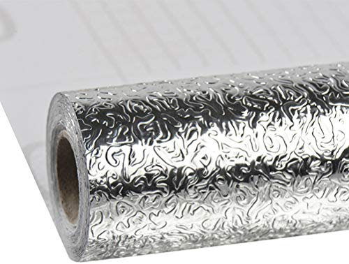 NUOBESTY Aluminiumfolienaufkleber Für Küche Hitzebeständig Ölbeständig Wasserfest Silber Orangenhautkorn