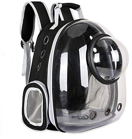 Sipobuy Pet Raum Kapsel Rucksack, Kleine Medium Katze Welpen Hund Träger, Transparent Atmungsaktive Wärme Proof, Pet Träger Für Reise Wandern Zu Fuß Camping (Black)