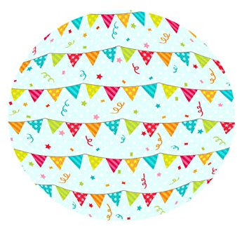 FANSU Runde Tischdecke Wasserabweisende, Geometrie Drucken Abwaschbar Gartentischdecke rutschfest Abwischbare Wachstuch Desktop Dekorative Tuch Hotel Bankett Party (Weißer Wimpel,150cm)