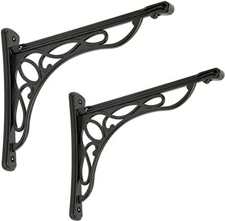 HARPOON Europäische Regalhalterungen, Gusseisen, Metall, 24 x 19cm, Weinrebenwand, 2 Stück, Schwarzes
