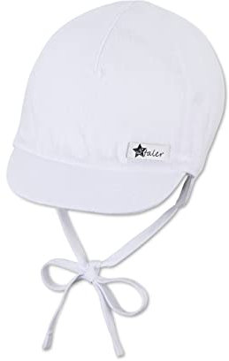 Sterntaler Baby Jungen Schirmmütze Baby Schirmmütze Leinencharakter - Schirmmütze Baby, Baby Mützen - aus Baumwolle - weiß, 49