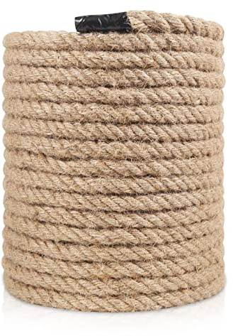 Roopeem Hemp Rope 1/2 inch 50FT Jute Twine Rope Heavy Duty Thick Twine Gardening Twisted Manila Rope Thick Jute Rope for Crafts Gardening Bundling Camping Decorating Hanging Home Decorative Brown