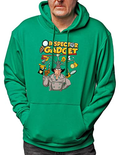 Camisetas EGB Sudadera Capucha Adulto/Niño Inspector Gadget Ochenteras 80´s Retro Comic Tallas Especiales (Verde, 3-4 años)