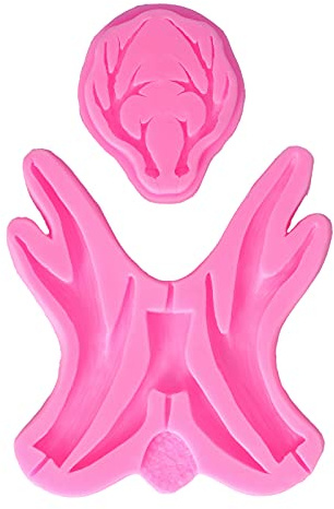 2 uds. Molde de silicona para Fondant de cuerno de ciervo, molde para dulces, molde para galletas, molde para hornear pasteles, decoración DIY para pasteles, magdalenas, postres, Chocolate, Fondant, m