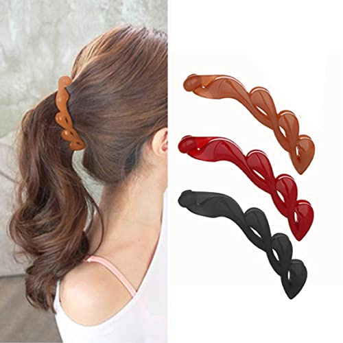Bananen Haarspangen Set - 3 Stück Vintage Haarklammern für Pferdeschwanz, Fisch-Clips für Langes Haar, Kamm Fish Clips für Damen und Mädchen
