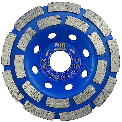 NBB Diamant-Topfschleifscheibe Diamant-Cup-Schleifscheibe Doppelreihige Klingen Allzweckschleifen für Stein und Beton Trocken- oder Nassschleifen auf Granit Marmor Keramikfliesen Zement (1,115mm)
