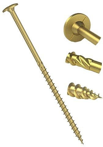 Lot de 20 vis Torx à tête plate en forme de D Jaune 6 mm x 200 mm