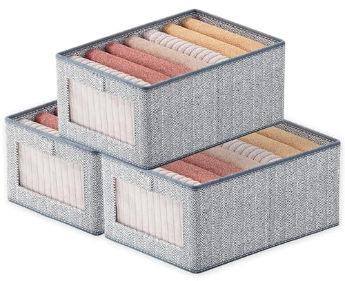 Goesort 3 Stück Kleiderschrank Organizer, Faltbare Schrank Organizer Platzsparende Schubladen Ordnungssystem Kleiderschrank für Aufbewahrung Kleidung, Hemden, Hosen, Unterwäsche, Groß