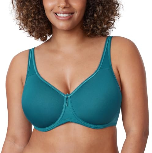 DELIMIRA T-shirt Dam Full Täckning Plus Size Sömlös Vadderad Bygel-bh Borealisgrön 100D