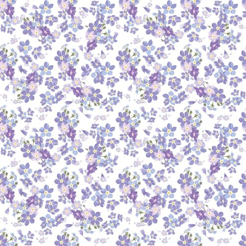 Maki 3-Ply Flowery Tissue Paper Napkins Serviettes for Decoupage Lunch 33cm x 33cm - 1/4 Folded (Pack of 20) (Delicate Forget-me-nots)