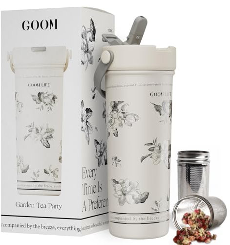 GOOM Termo de agua caliente de 20 onzas, termo de café de viaje para bebidas calientes y frías, taza de café de acero inoxidable 18/10, sin BPA, con asa grande para bebidas calientes, color blanco