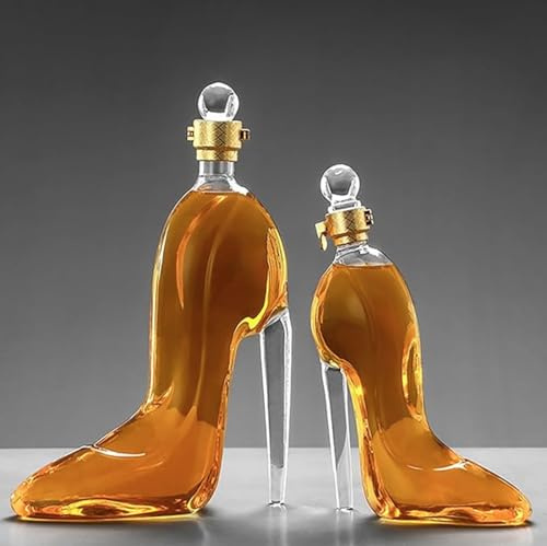 High Heel Decanter Set Thickened Wine Decanter with Bottle Cap Decanter Transparent Whiskey Glasses for Bars, Night Clubs, Party 12oz/ 350ml and 25oz/ 750ml